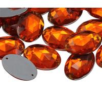 Allstarco 25x18mm Orange Hyacinth CH08 Flat Back Sew On Oval Beads Acrylic Rhinestones Sewing Plastic Gems with Holes for Jewelry, Clothes, Garment Embelishments, Shoes, Cosplays, Crafts 20 Pieces