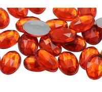 Allstarco 25x18mm Orange Hyacinth .HC 1" Large Flat Back Oval Acrylic Rhinestones Cosplay Gems Plastic Jewels Embelishments DIY Crafts - 20 Pieces
