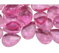 Allstarco 25x18mm Pink CH13 Teardrop Acrylic Pirate Treasure Gems Plastic Jewels For Party & Games, Table Scatter, Vase Fillers, Wedding Decor Gemstones Favors - 40 Pieces