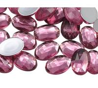 Allstarco 25x18mm Pink Rose Lite .RS72 1" Large Flat Back Oval Acrylic Rhinestones Cosplay Gems Plastic Jewels Embelishments DIY Crafts - 20 Pieces