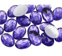 Allstarco 25x18mm Purple Violet .VT 1" Large Flat Back Oval Acrylic Rhinestones Cosplay Gems Plastic Jewels Embelishments DIY Crafts - 20 Pieces