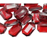 Allstarco 25x18mm Red CH17 Octagon Acrylic Pirate Treasure Gems Plastic Jewels For Party & Games, Table Scatter, Vase Fillers, Wedding Decor Gemstones Favors - 40 Pieces