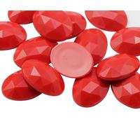 Allstarco 25x18mm Red .RED 1" Large Flat Back Oval Acrylic Rhinestones Cosplay Gems Plastic Jewels Embelishments DIY Crafts - 20 Pieces