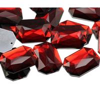 Allstarco 25x18mm Red Ruby CH17 Flat Back Octagon Sew On Beads for Crafts Plastic Acrylic Rhinestones with Holes for Sewing, Clothing Embelishments, Costume Cosplays 20 Pieces