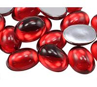 Allstarco 25x18mm Red Ruby H103 Flat Back Oval Acrylic Cabochons Rhinestones Plastic Gems Embellishments for Crafts, Costumes, Card Invitations, Jewelry, Cosplay - 20 Pcs