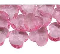 Allstarco 27mm Pink CH13 Heart Acrylic Pirate Treasure Gems Plastic Jewels For Party & Games, Table Scatter, Vase Fillers, Wedding Decor Gemstones Favors - 20 Pieces