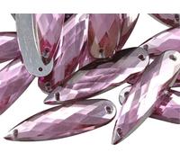 Allstarco 28x8mm (1-1/8x5/16) Pink Light Teardrop Sew-On Gems | 30 pieces, Two-hole Flat Back Rhinestones, ideal for clothing, dancewear, costumes, shoes