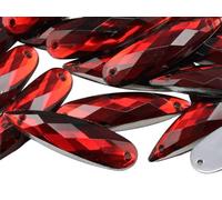 Allstarco 28x8mm (1-1/8x5/16) Red Ruby Teardrop Sew-On Gems, 30 PCS | Two-hole Flat Back Rhinestones, ideal for clothing, dancewear, costumes, shoes, bags and reusable craft projects