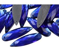 Allstarco 28x8mm Blue Sapphire CH09 Flat Back Teardrop Sew On Beads for Crafts Plastic Acrylic Rhinestones with Holes for Sewing, Clothing Embelishments, Costume Cosplays - 30 Pieces