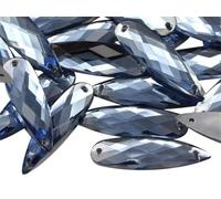 Allstarco 28x8mm Blue Sapphire - Lt. CH02 Flat Back Teardrop Sew On Beads for Crafts Plastic Acrylic Rhinestones with Holes for Sewing, Clothing Embelishments, Costume Cosplays - 30 Pieces
