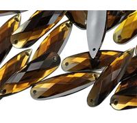 Allstarco 28x8mm Brown Smokey Topaz CH25 Flat Back Teardrop Sew On Beads for Crafts Plastic Acrylic Rhinestones with Holes for Sewing, Clothing Embelishments, Costume Cosplays - 30 Pieces