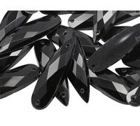 Allstarco 28x8mm Jet Black CH37 Flat Back Teardrop Sew On Beads for Crafts Plastic Acrylic Rhinestones with Holes for Sewing, Clothing Embelishments, Costume Cosplays - 30 Pieces
