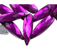 Allstarco 28x8mm Pink Fuchsia CH21 Flat Back Teardrop Sew On Beads for Crafts Plastic Acrylic Rhinestones with Holes for Sewing, Clothing Embelishments, Costume Cosplays - 30 Pieces