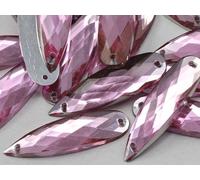 Allstarco 28x8mm Pink - Lt. CH13 Flat Back Teardrop Sew On Beads for Crafts Plastic Acrylic Rhinestones with Holes for Sewing, Clothing Embelishments, Costume Cosplays - 30 Pieces