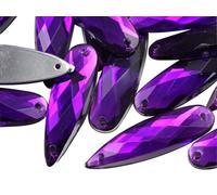 Allstarco 28x8mm Purple Amethyst CH05 Flat Back Teardrop Sew On Beads for Crafts Plastic Acrylic Rhinestones With Holes For Sewing, Clothing Embelishments, Costume Cosplays - 30 Pieces