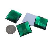 Allstarco 30mm Large Flat Back Acrylic Square Gems Rhinestones Cosplay Costume Embelishments for Crafts DIY Projects - 4 Pieces (Green Emerald H106)