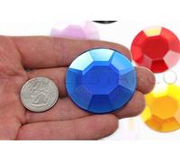 Allstarco 45mm Large Acrylic Cosplay Gems Flat Back Plastic Rhinestones For Jewelry Making, Costumes, Scrapbooking, Props, Crafts Embelishments 2PCS (Blue Sapphire H104)