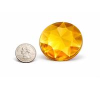 Allstarco 50mm Extra Large Self Adhesive Round Jewels Acrylic Rhinestones Stick On Plastic Gems For Cosplay - 2 Pieces (Gold Topaz H107)