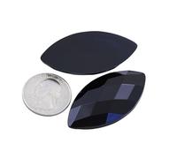 Allstarco 50x25mm Jet Black H101 Large Flat Back Navette Acrylic Rhinestones Large Cosplay Gems Marquise Embelishments DIY Crafts - 2 Pieces