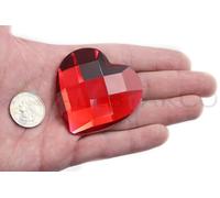 Allstarco 60mm Red Ruby H103 Large Self Adhesive Heart Acrylic Flat Back Stick On Rhinestone for Cosplay Costume Props Embelishments Plastic Gems Decor Sticker Jewels 1PC