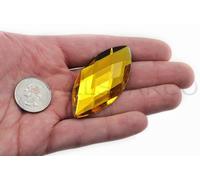 Allstarco 62x30mm Gold Topaz H107 Large Flat Back Navette Acrylic Rhinestones Large Cosplay Gems Marquise Embelishments DIY Crafts - 2 Pieces