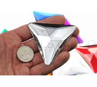 Allstarco 68mm Crystal Clear H102 Self Adhesive Flat Back Large Triangle Cosplay Stick On Gems Acrylic Rhinestones Plastic Jewels For Crafts - 1 Piece