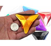 Allstarco 68mm Orange Hyacinth H125 Flat Back Extra LargeTriangle Cosplay Gems Acrylic Big Rhinestones Plastic Jewels For Crafts Embelishments - 2 Pieces