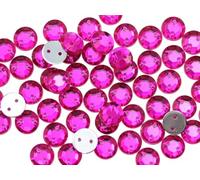 Allstarco 7mm Flat Back Sew On Rhinestones Beads for Crafts Plastic Acrylic Round Gems with Holes for Sewing, Clothing Embelishments, Costume Cosplays Pink Fuchsia H108-100 Pieces