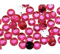 Allstarco 7mm Flat Back Sew On Rhinestones Beads for Crafts Plastic Acrylic Round Gems with Holes for Sewing, Clothing Embelishments, Costume Cosplays Pink Hot H114-100 Pieces