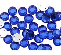 Allstarco 7mm Flat Back Sew On Rhinestones Beads for Crafts Plastic Acrylic Round Gems With Holes For Sewing, Clothing Embelishments, Costume Cosplays Blue Sapphire H104-100 Pieces