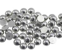 Allstarco 7mm Silver Flat Back Acrylic Round Pearl Cabochons Plastic Rhinestones Pearl Gems Embellishments for Jewelry, Crafts, Costumes, Card Invitations, Cosplay - 50 Pieces