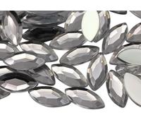 Allstarco 8x4mm Crystal H102 Tiny Navette Flat Back Acrylic Rhinestones Marquise Gems for Crafts Horse Eye Costume Embelishments Card Making Jewels Jewelry Making Cosplay Jewels - 75 Pieces