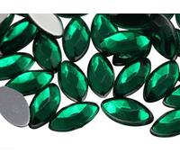 Allstarco 8x4mm Emerald H106 Tiny Navette Flat Back Acrylic Rhinestones Marquise Gems for Crafts Horse Eye Costume Embelishments Card Making Jewels Jewelry Making Cosplay Jewels - 75 Pieces