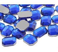 Allstarco 8x6mm Flat Back Octagon Acrylic Rhinestones Plastic Gems Face Gems Jewelry Making Costume Jewels Cosplay Embelishments Crafts - 100 Pieces (Blue Sapphire H104)