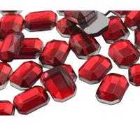 Allstarco 8x6mm Flat Back Octagon Acrylic Rhinestones Plastic Gems Face Gems Jewelry Making Costume Jewels Cosplay Embelishments Crafts - 100 Pieces (Red Ruby H103)