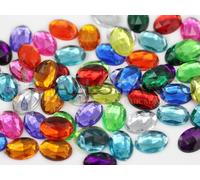 Allstarco 8x6mm Flat Back Oval Tiny Acrylic Rhinestones Plastic Gems Plastic Costume Jewels Embelishments - 300 Pieces (Assorted Colors)
