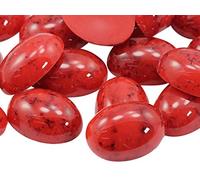 Allstarco Flat Back Marble Acrylic Oval Pearl Cabochons Plastic Rhinestones Pearl Gems Embellishments for Jewelry, Crafts, Costumes, Card Invitations, Cosplay (Red Coral H615, 25x18mm - 24 Pcs)