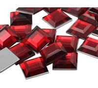 Allstarco KraftGenius 12mm Ruby .TM Flat Back Square Acrylic Jewels Pro Grade - 40 Pieces