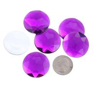 Allstarco KraftGenius 32mm Purple Amethyst H105 Flat Back Round Acrylic Rhinestones Plastic Circle Gems for Costume Making Cosplay Jewels Pro Grade Embelishments - 6 Pieces