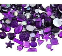 Allstarco Purple Crafting Gems in Bulk, Amethyst Violet Acrylic Flatback Rhinestones, Assorted Sizes & Shapes, Cosplay Embellishments, Jewels for Jewelry - Big Pack (6.4oz)