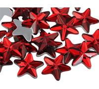 Allstarco Star Rhinestones Embelishments 31mm Flat Back Acrylic Plastic Gems for Jewelry, Crafts, Costumes, Invitations, Cosplay Individually Wrapped - 6 Pieces (Red Ruby H103)