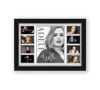 AllStarMedia Adele Collage Signed Poster Print - Limited Edition Autograph Fan Gift - Collectible Memorabilia Merchandise (Framed A4 (30x21cm))