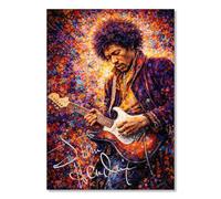AllStarMedia Jimi Hendrix Art Styled Signed Poster Print - Limited Edition Autograph Fan Gift, Collectible Memorabilia Wall Art Merchandise (A4 Unframed)