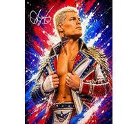 AllStarMedia Tribute to Cody Rhodes Inspired Charismatic Wrestling Superstar | Limited Edition Wrestling Wall Art | Championship Entrance Athletic Performance Arena Decor | A3 Framed (30 x 40 CM)