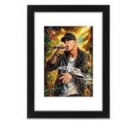 AllStarMedia Tribute to Eminem Inspired Poster Print | Marshall Mathers Fan Art Style Rap Wall Art | Fan Art Gift | Music Wall Art | Limited Edition Print | A3 Framed with Mount