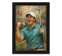 AllStarMedia Tribute to Rory McIlroy Inspired Golf Poster Print | Fan Art Style Legend Wall Art | Contemporary Sports Home Décor | Limited Edition Print | A4 Framed (30 x 21 CM)