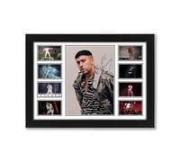 AllStarMedia Tribute Too Bad Bunny Music Superstar Signed Poster Print | Limited Edition Autograph Fan Gift | Collectible Music Memorabilia Merchandise | Performance Photo Collage Wall Art (A4 Framed)