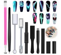 Allstarry 10pcs Nail Magnet Tool Set, Double-head Strong Suction Nail Magnet Stick Cat Eye Flower Design Nail Magnets Pen Plate Wand Board for 9D Strip Galaxy Magnetic Cat Eye Gel Nail Polish Nail Art