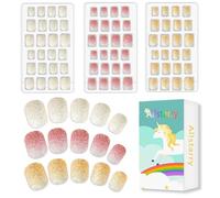 Allstarry 72pcs 3 pack Children Nails Press on Pre-glue Full Cover Glitter Press on Nails Shimmer Short False Nail Kits Lovely Gift for Children Little Girls - Shimmer Glitter