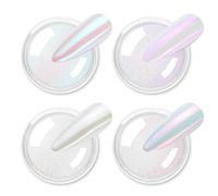 Allstarry Chrome Nail Powder 4 Colors Iridescent Aurora Powder Metallic Mirror Effect Pigment Pearlescent Mermaid Glitter Unicorn Glitter for Nail Art Manicure Decoration Home DIY Salon-Pear White